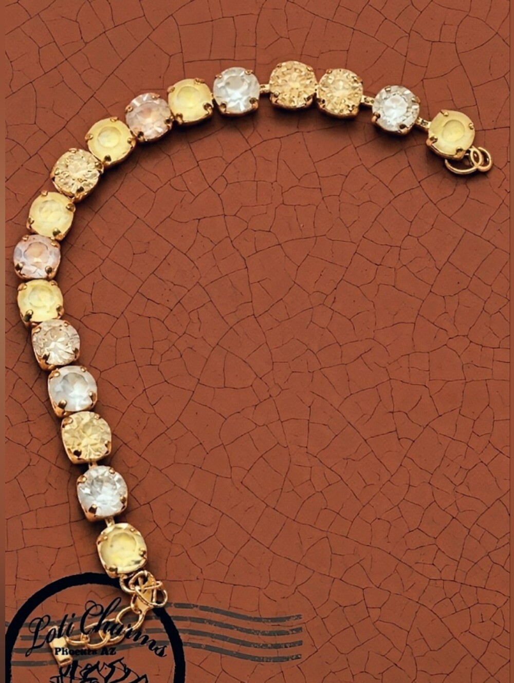 Yellow Iced Lemonade Swarovski Crystals In Gold Plated Tennis Bracelet